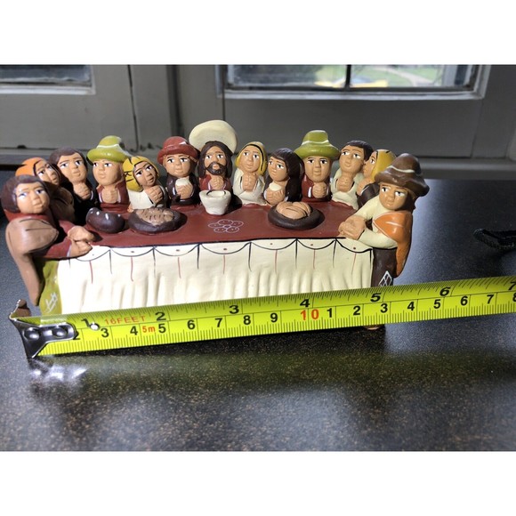 Last Supper Apostles Jesus Pottery Peruvian Religious FolkArt Figure DecorEaster - Picture 8 of 11